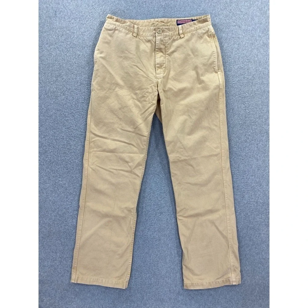 Vineyard Vines Mens 33x32 Pants‎ Khaki Beige Chino Straight Leg Cotton Preppy